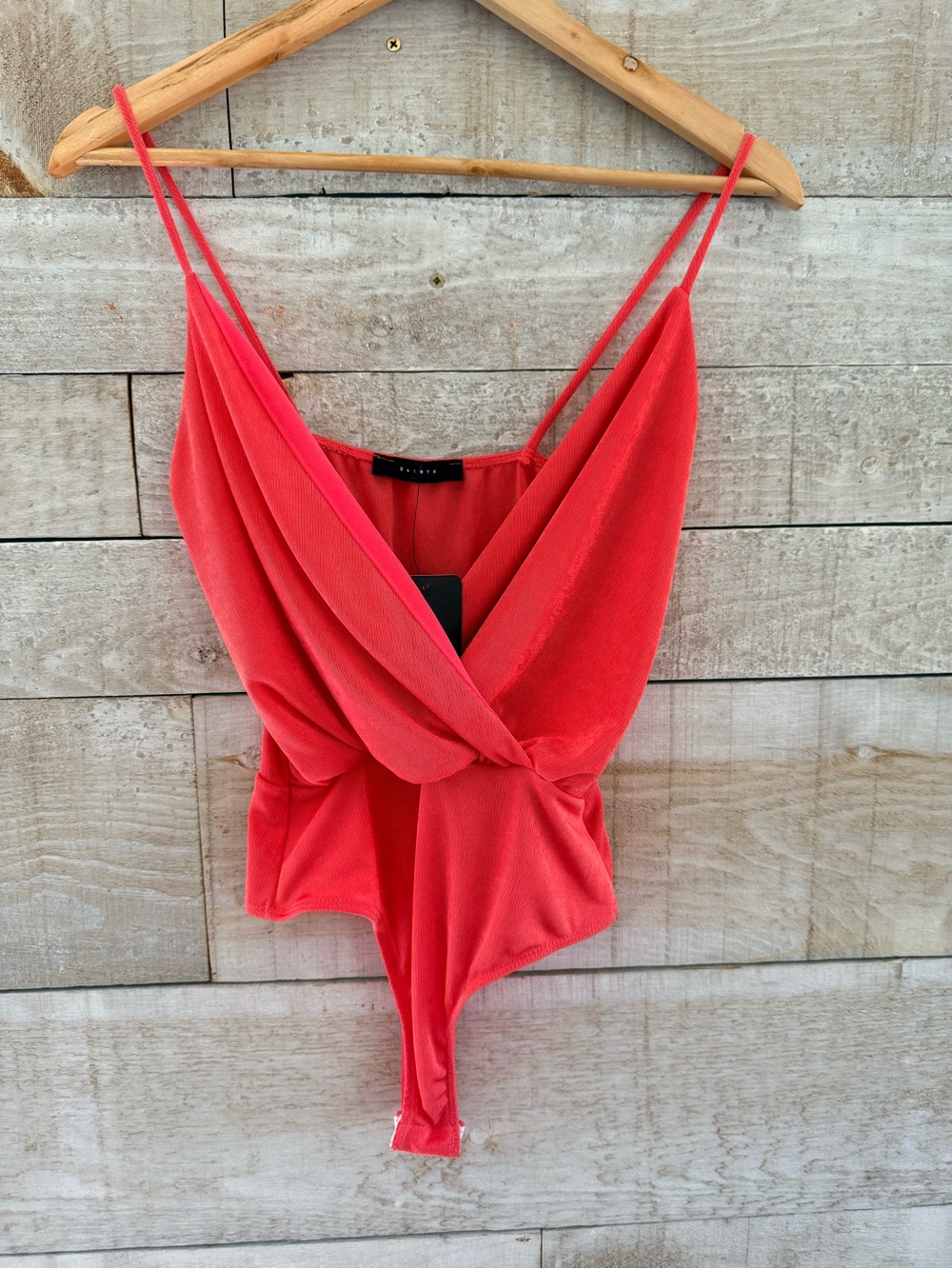 Forever 21 Coral Red Wrap Bodysuit